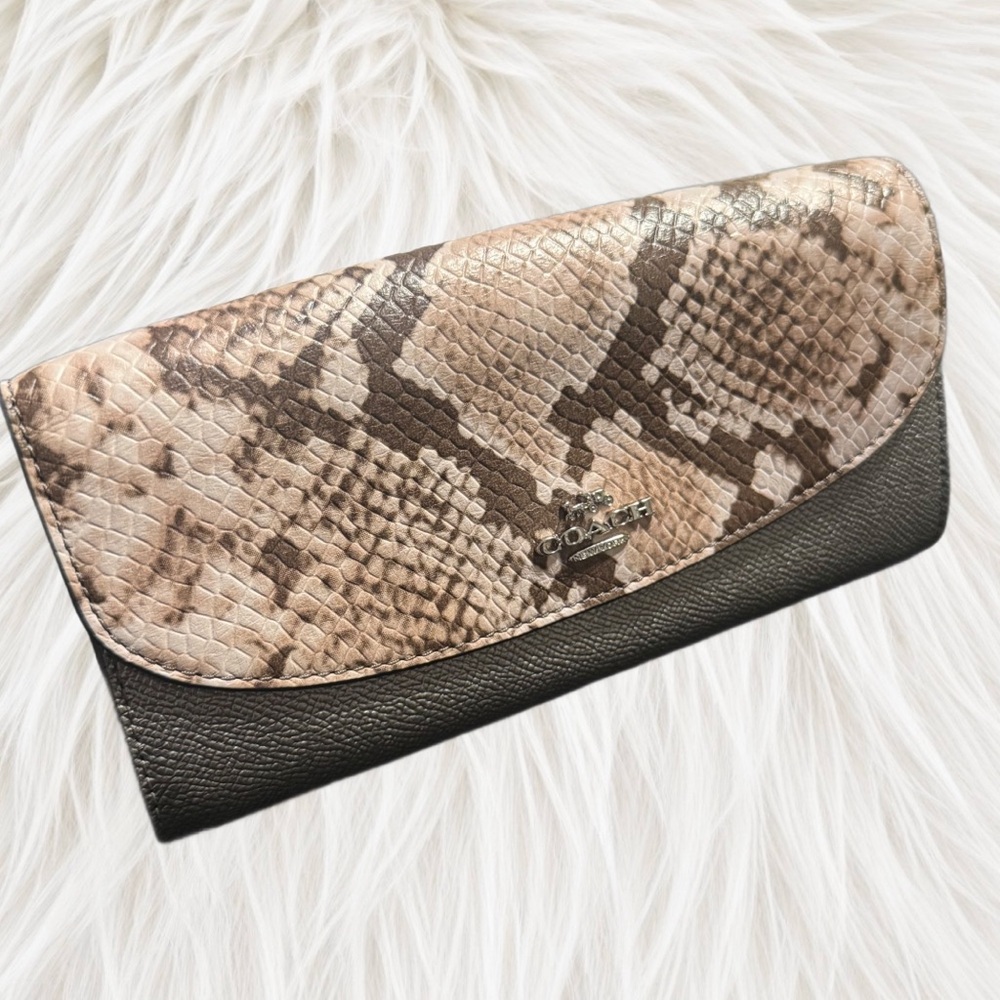 Coach Beige Snakeskin and Silver Leather Wallet